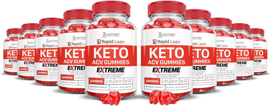 10 Pack Rapid Lean Keto ACV Gummies 2000MG with Pomegranate Beet Juice B12 - Vegan & Non GMO