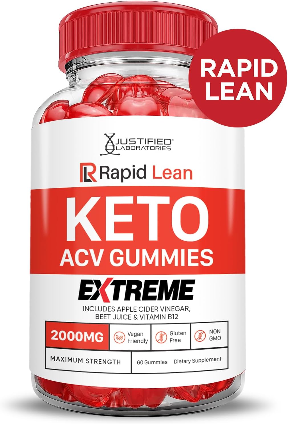 10 Pack Rapid Lean Keto ACV Gummies 2000MG with Pomegranate Beet Juice B12 - Vegan & Non GMO