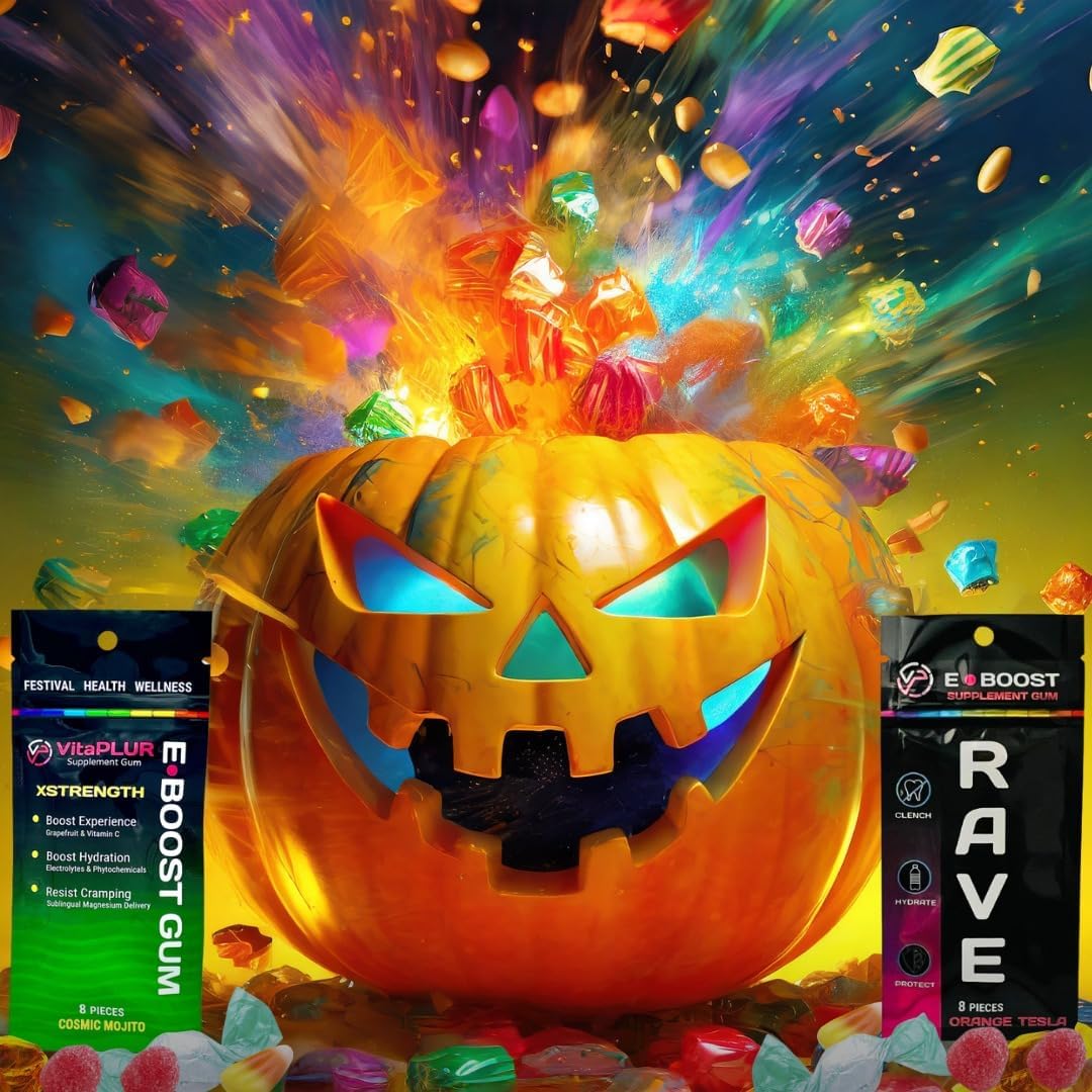 10 Pack VitaPLUR E-Boost Gum for Rave Wellness with Magnesium, Antioxidants, and Electrolytes - Adderall Comedown Relief Included