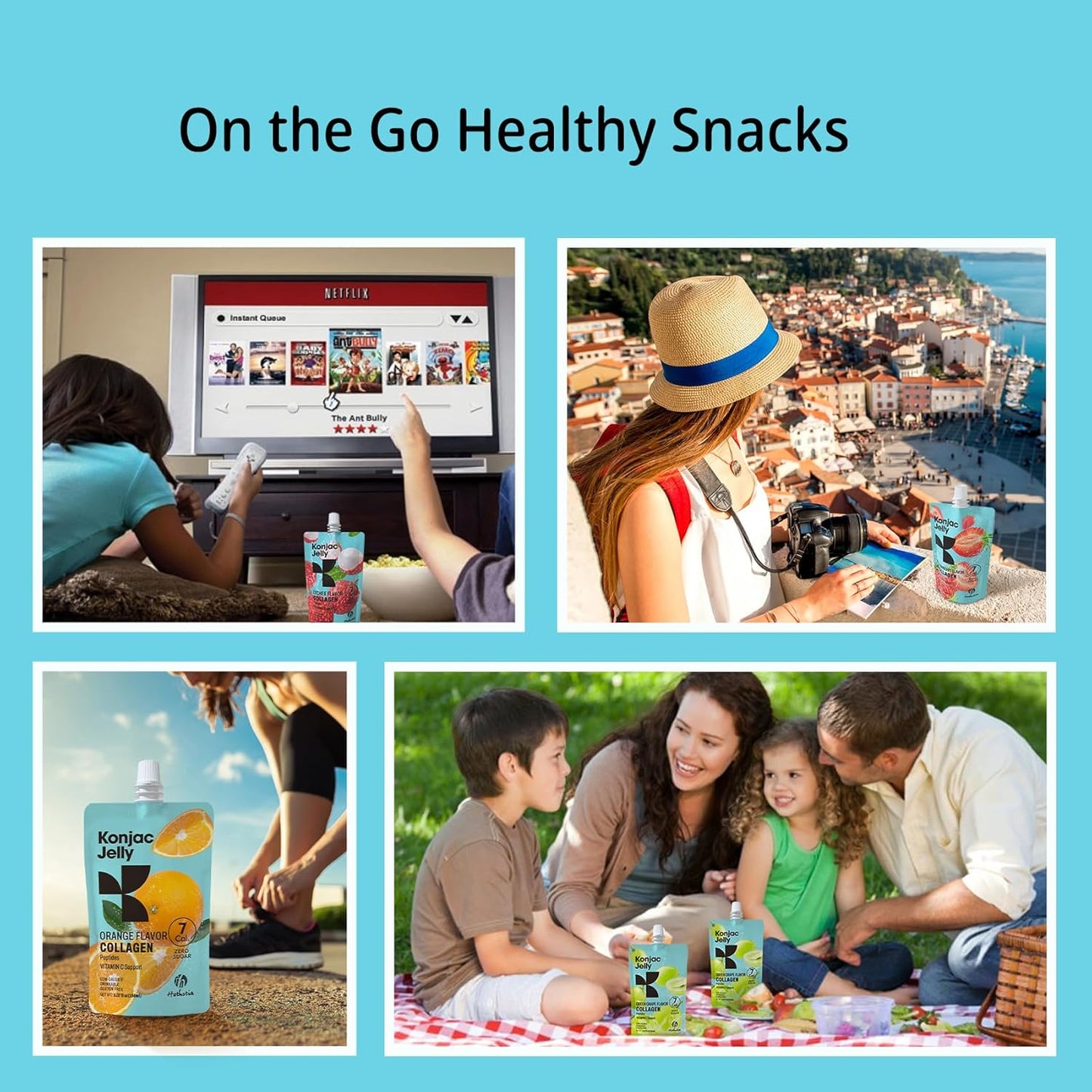 10 Packs Hethstia Konjac Jelly Lychee Flavor & Collagen Peptides + 12 Gluten Free Konjac Spaghetti Packs - Low Calorie, Keto, Sugar Free & Healthy