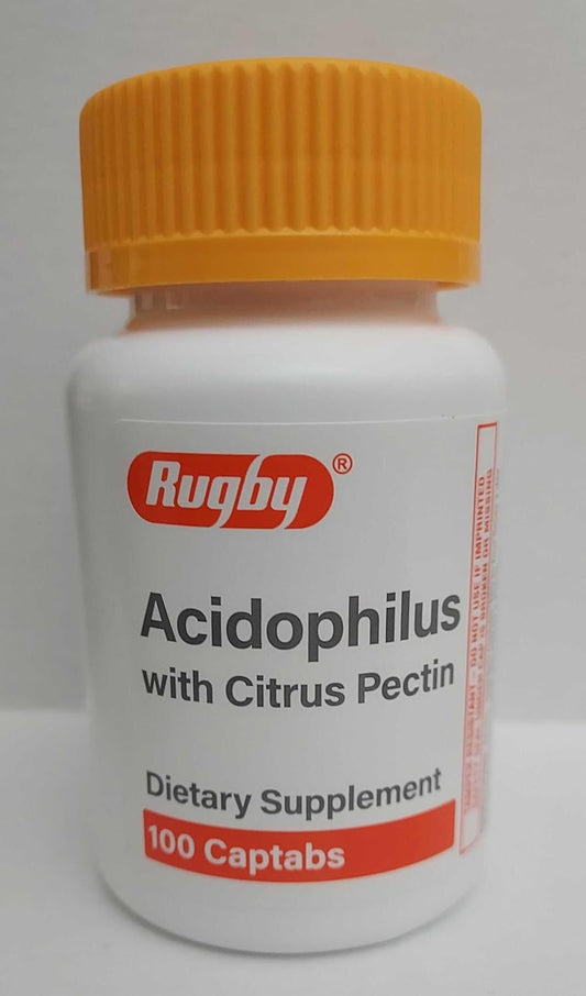 100 Acidophilus Capsule Shaped Rugby Tablets by Rugby Laboratories - Model 00536718001