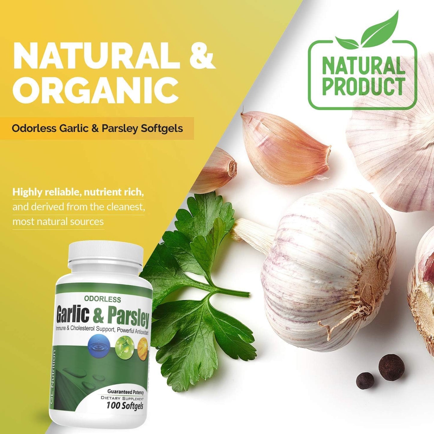 100 All-Natural Odorless Garlic and Parsley Detox Supplement Softgels by Great Lakes Nutrition