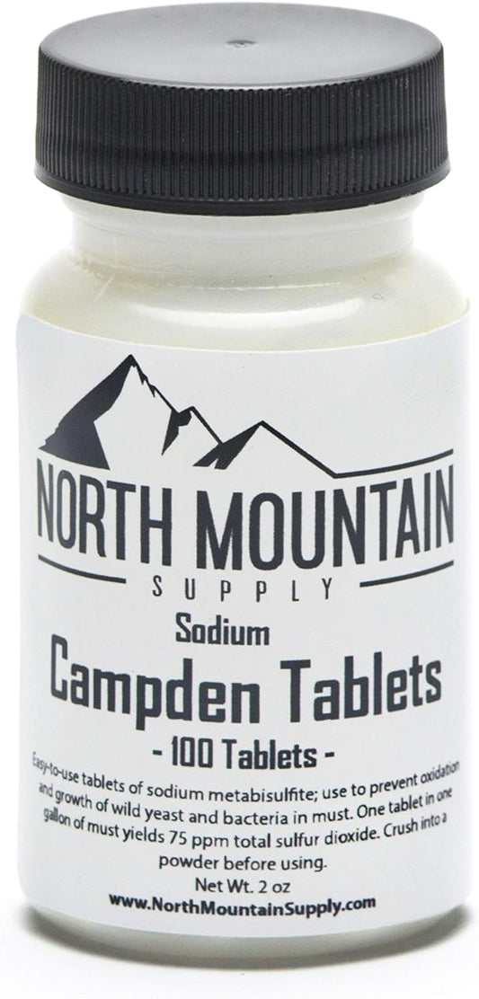 100 Campden Tablets (Sodium Metabisulfite) for Home Brewing - 2 Ounce Jar by North Mountain Supply