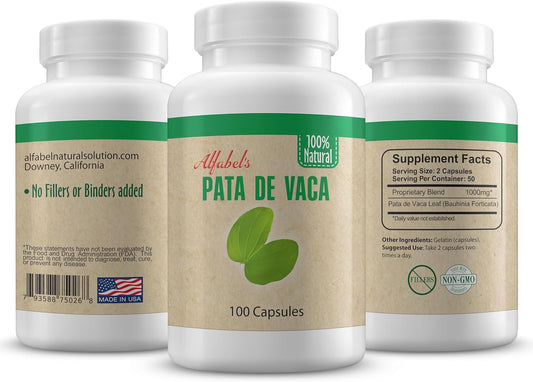 100 Capsules Alfabel Natural Pata de Vaca Herb - Cow's Foot Leaves Supplement without Fillers