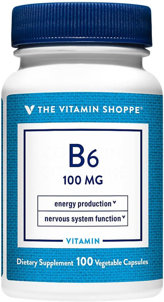 100 Capsules of B6 100MG Dietary Supplement by The Vitamin Shoppe