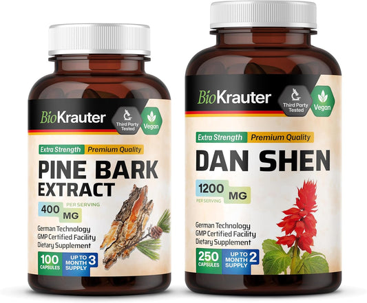 100 Capsules of BIO KRAUTER Pine Bark and Dan Shen Herbal Supplements