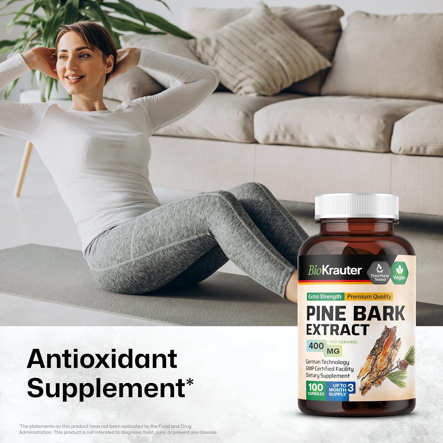 100 Capsules of BIO KRAUTER Pine Bark and Dan Shen Herbal Supplements