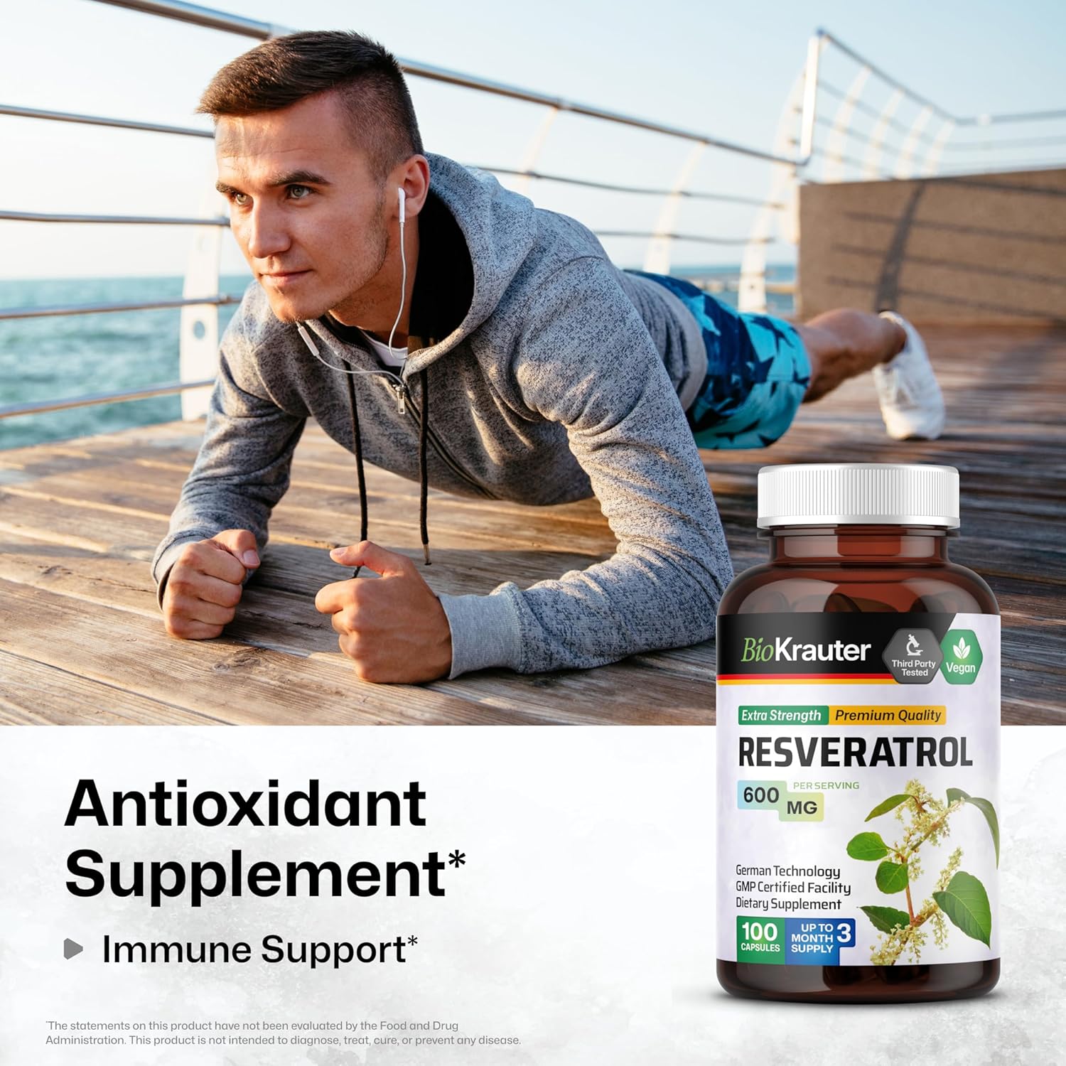 100 Capsules of BIO KRAUTER Resveratrol and Goldenseal Supplement Pack