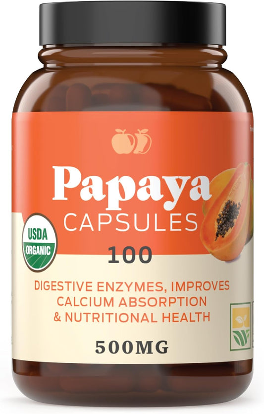 100 Capsules of Complete Natural Products Organic Papaya Enzymes and Digestive Enzymes Bundle