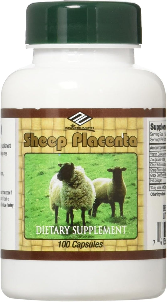 100 Capsules of Fresh Nu-Health Sheep Placenta Complex - New and Effective Supplement