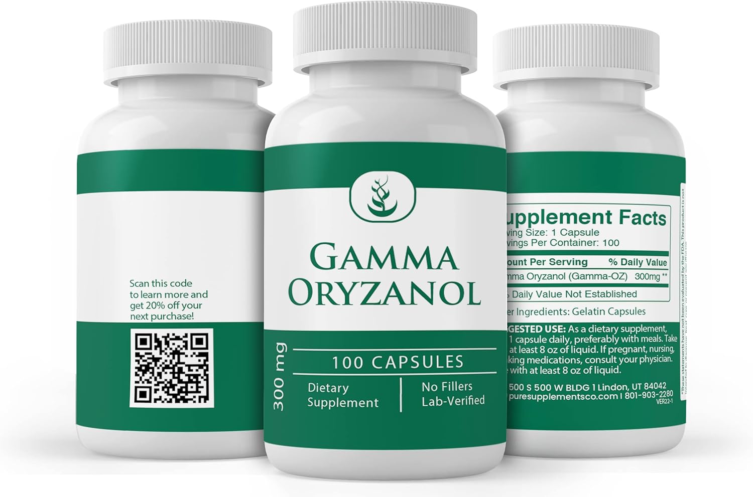 100 Capsules of Gamma Oryzanol with Pure Original Ingredients, Lab Verified - No Additives or Fillers - BoostGo Australia