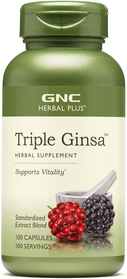 100 Capsules of GNC Herbal Plus Triple Ginsa for Enhanced Vitality