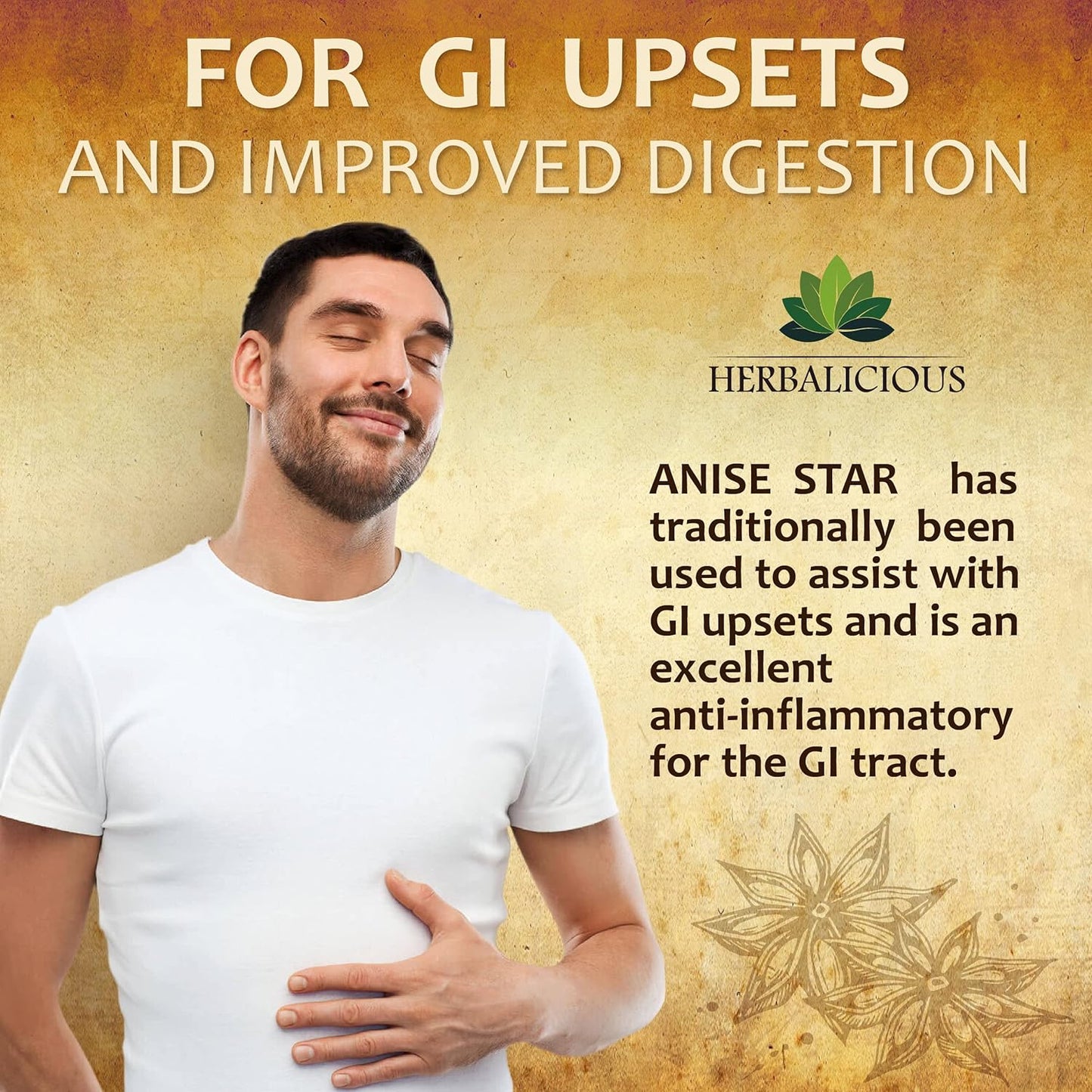 100 Capsules of Herbalicious Star Anise Dietary Supplement for Immune Strength and Antioxidant Richness - Natural 1000mg Formula for Men and Women with No Fillers or Preservatives