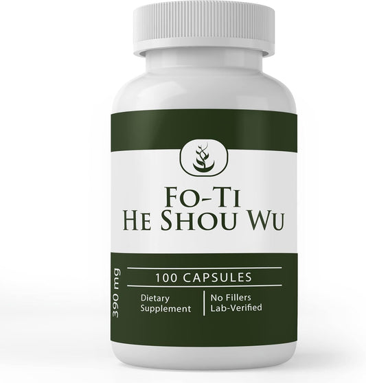 100 Capsules of Lab Verified Fo-Ti (He Shou Wu) with Pure Original Ingredients, No Additives or Fillers
