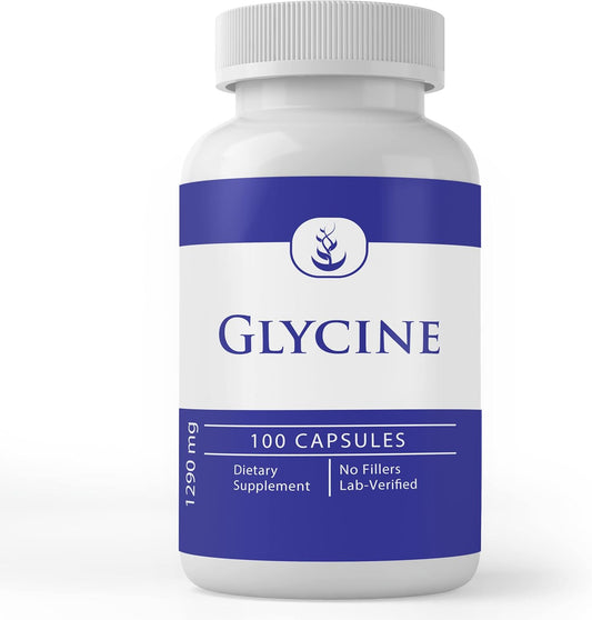 100 Capsules of Lab Verified Glycine: Pure Original Ingredients, No Additives or Fillers