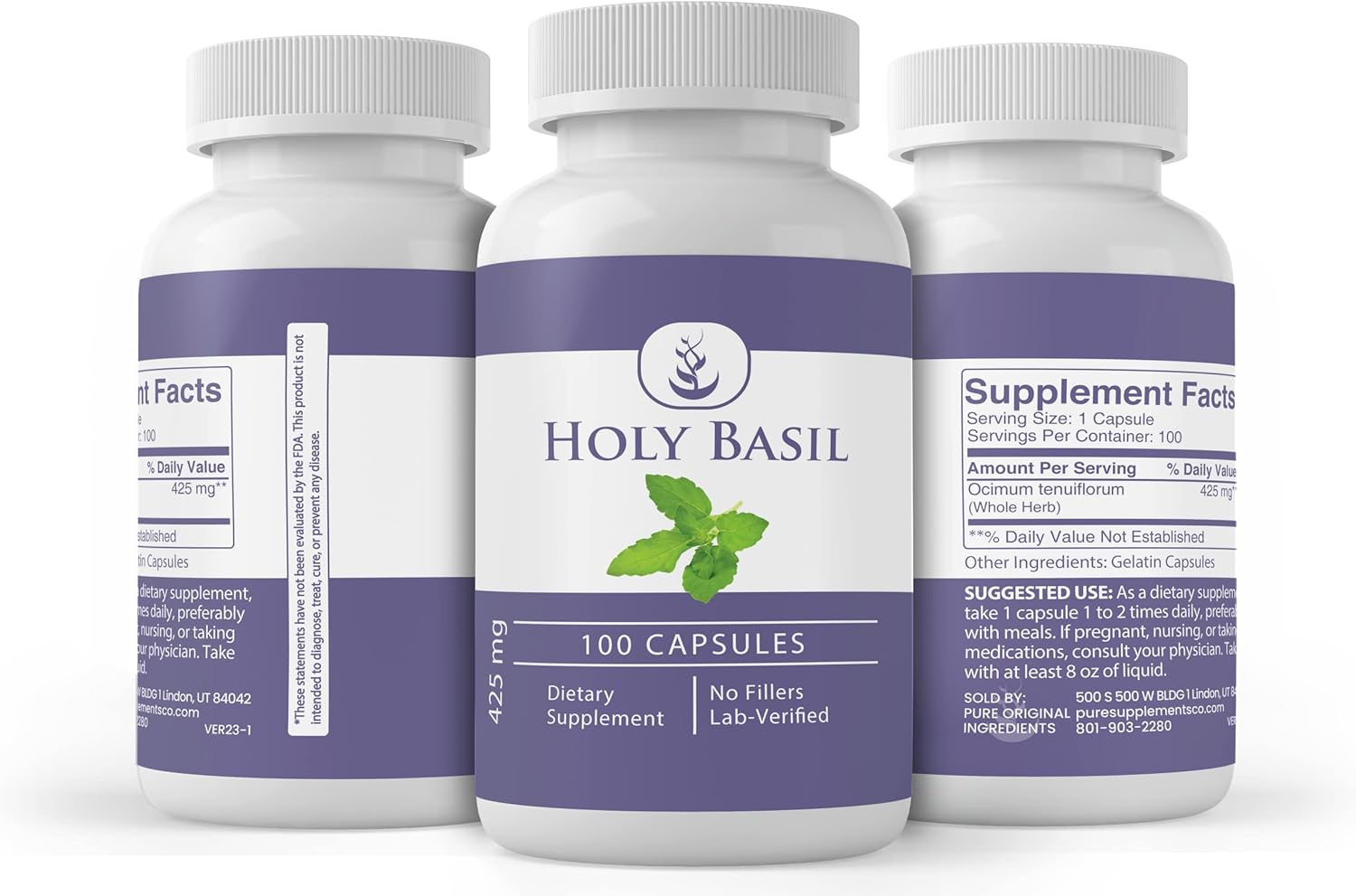 100 Capsules of Lab Verified Holy Basil with Pure Original Ingredients - No Additives or Fillers - BoostGo Australia