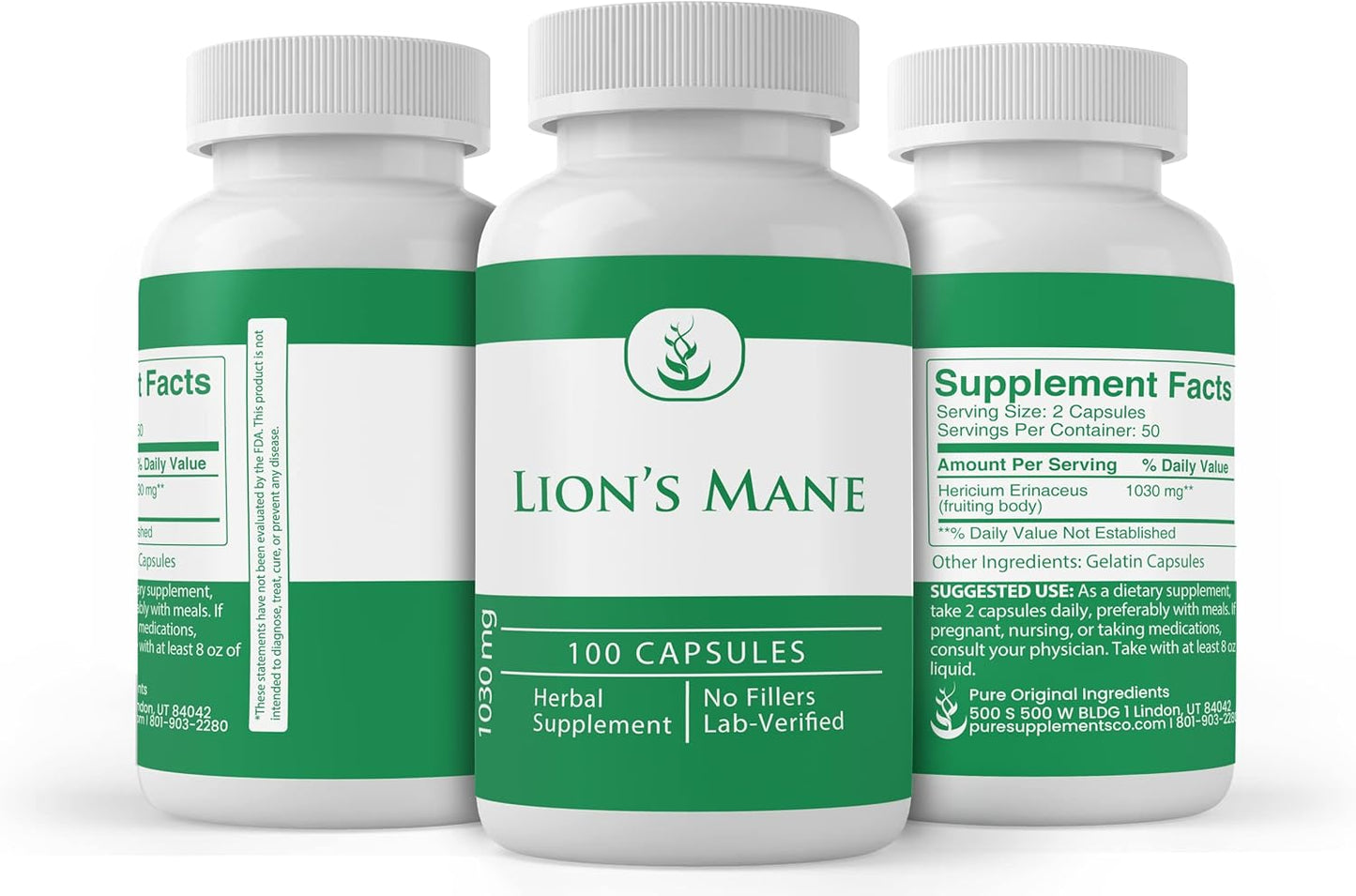 100 Capsules of Lab Verified Lion’s Mane with Pure Original Ingredients - No Additives or Fillers
