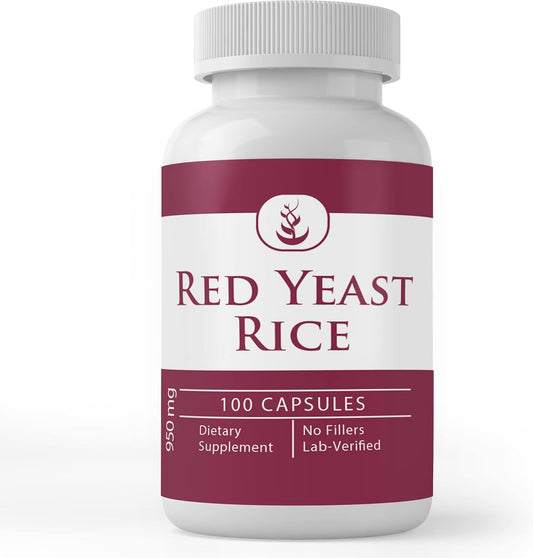 100 Capsules of Lab Verified Red Yeast Rice Extract - Pure Original Ingredients, No Additives or Fillers Included