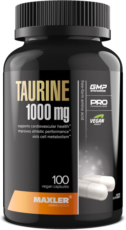 100 Capsules of Maxler Taurine 1000mg Amino Acid Supplement - Gluten Free Vegan Formula