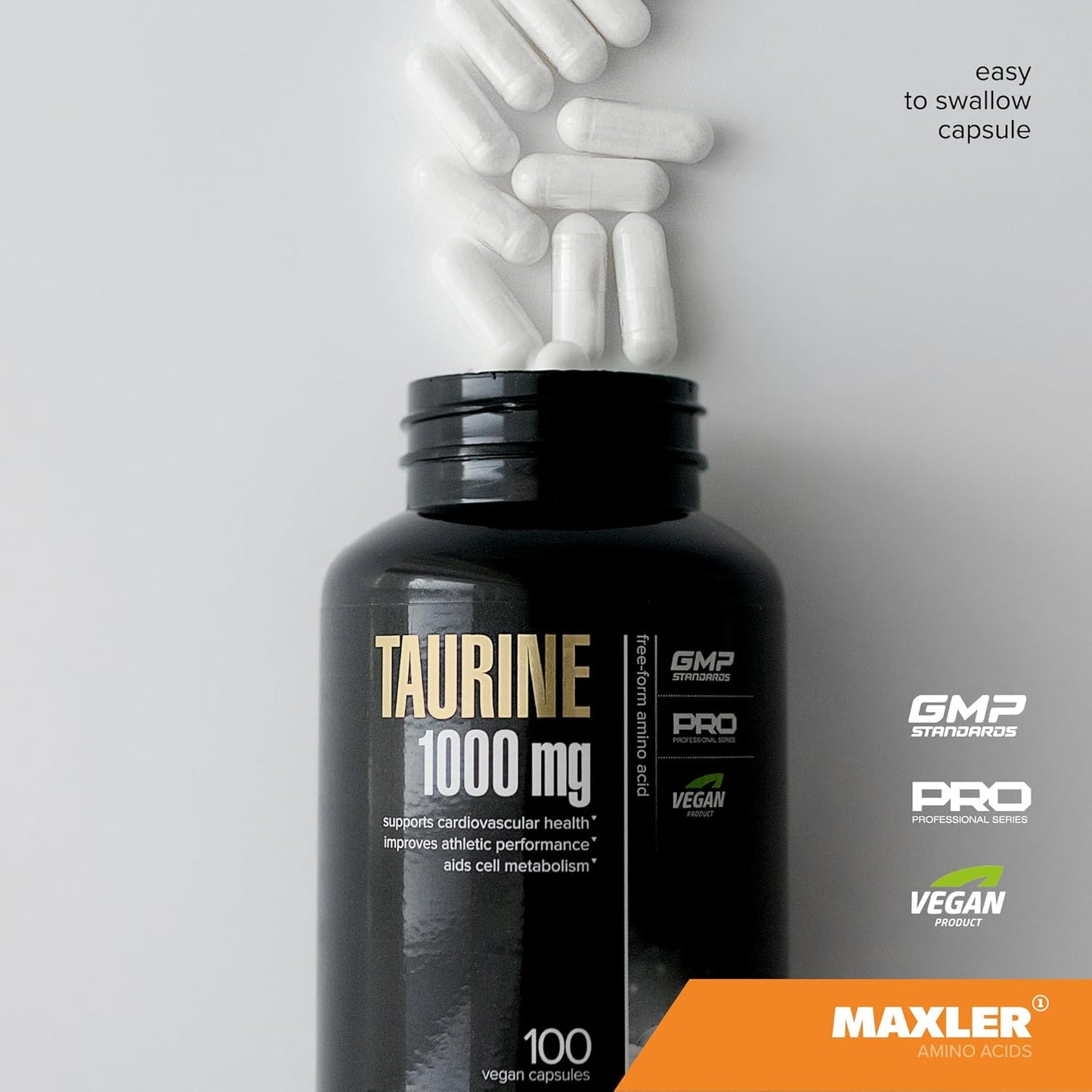 100 Capsules of Maxler Taurine 1000mg Amino Acid Supplement - Gluten Free Vegan Formula