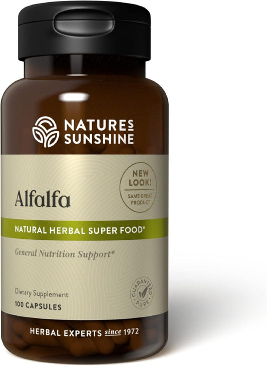 100 Capsules of Nature's Sunshine Alfalfa Supplement for Natural Wellness
