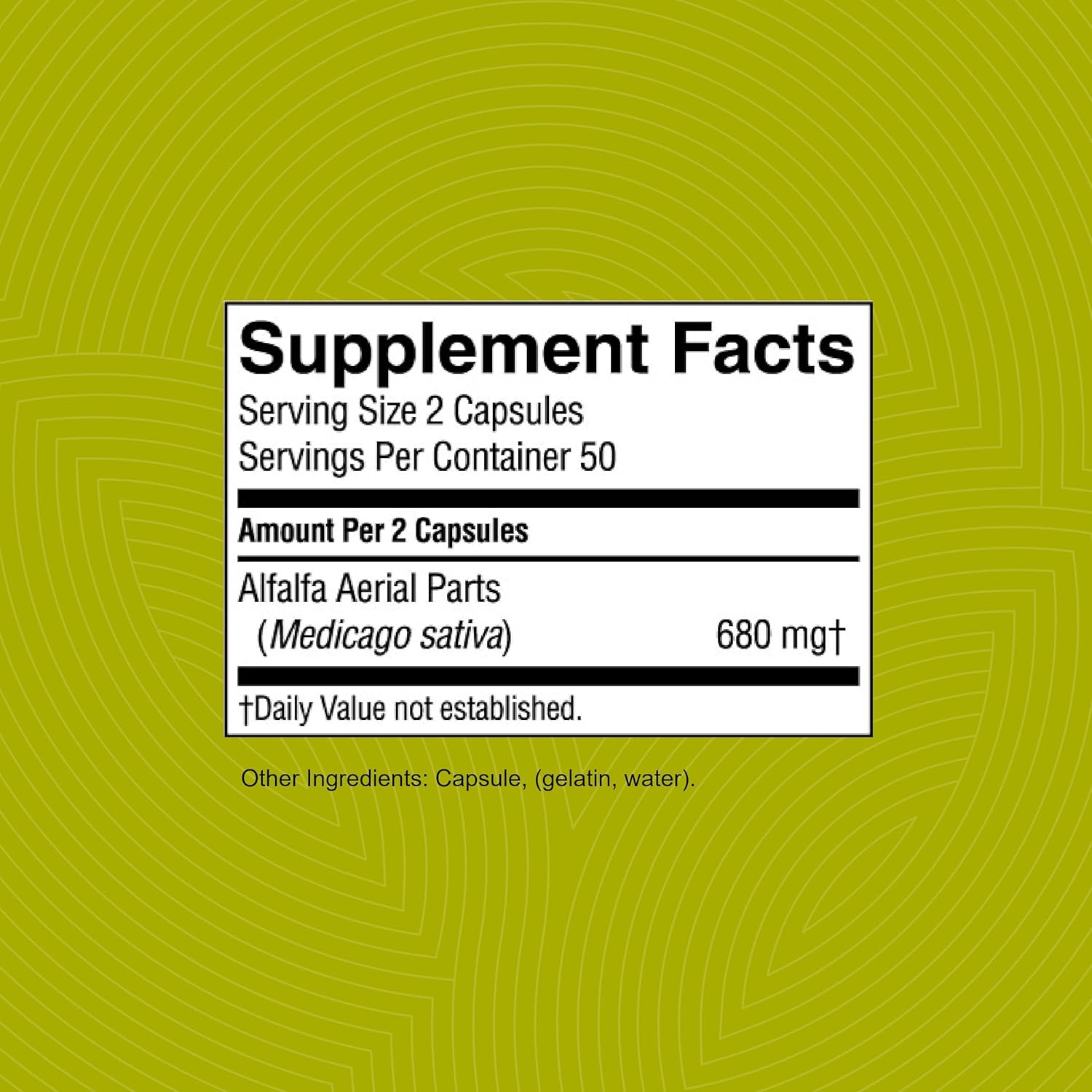 100 Capsules of Nature's Sunshine Alfalfa Supplement for Natural Wellness