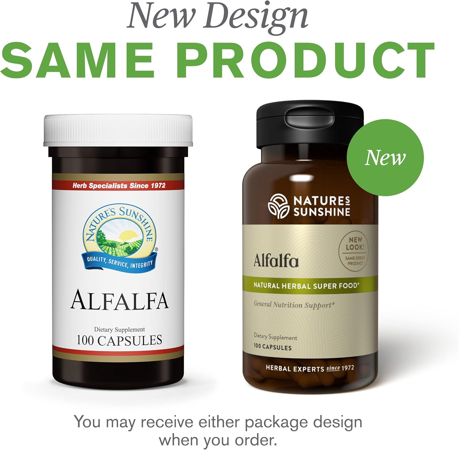 100 Capsules of Nature's Sunshine Alfalfa Supplement for Natural Wellness