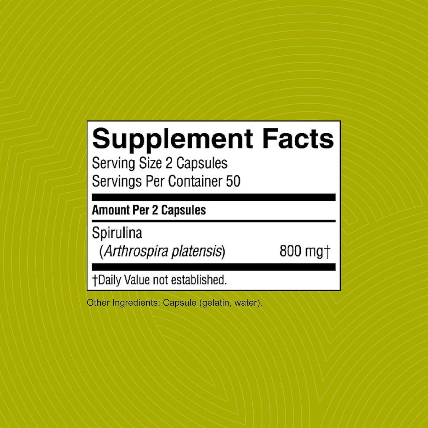 100 Capsules of Nature's Sunshine Spirulina - Pure and Nutrient-Rich Dietary Supplement