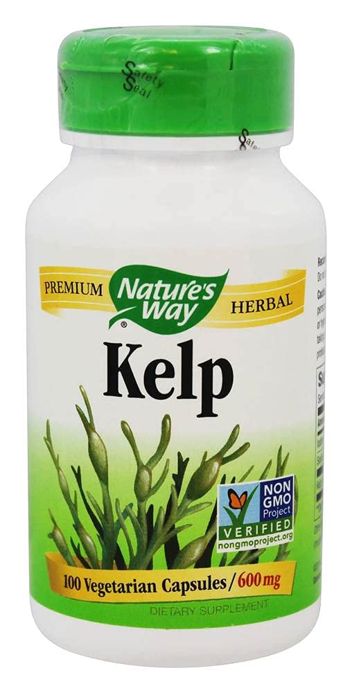 100 Capsules of Nature's Way Kelp Supplement for Thyroid Support and Healthy Metabolism
