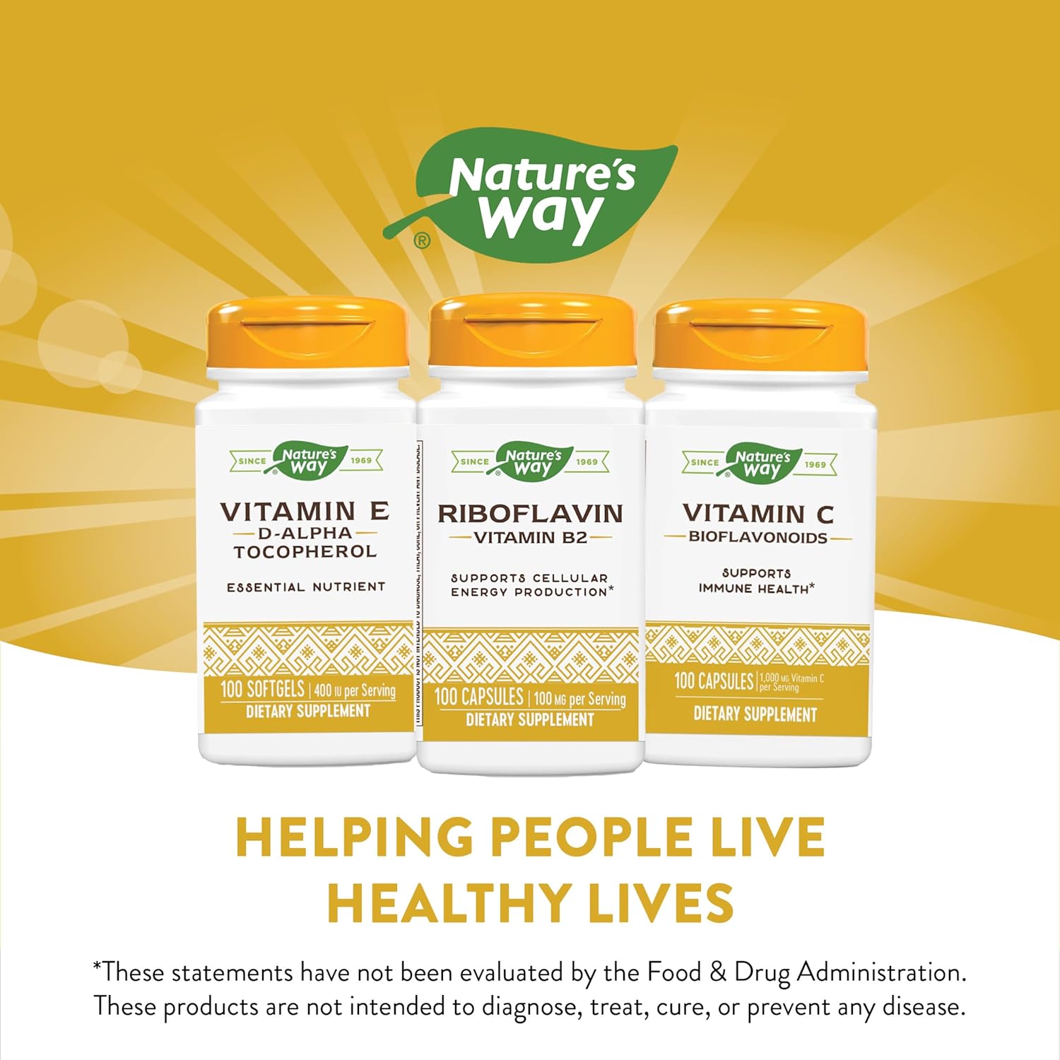 100 Capsules of Nature's Way Riboflavin Vitamin B2, 100mg per Serving for Cellular Energy Production - Pack of 2