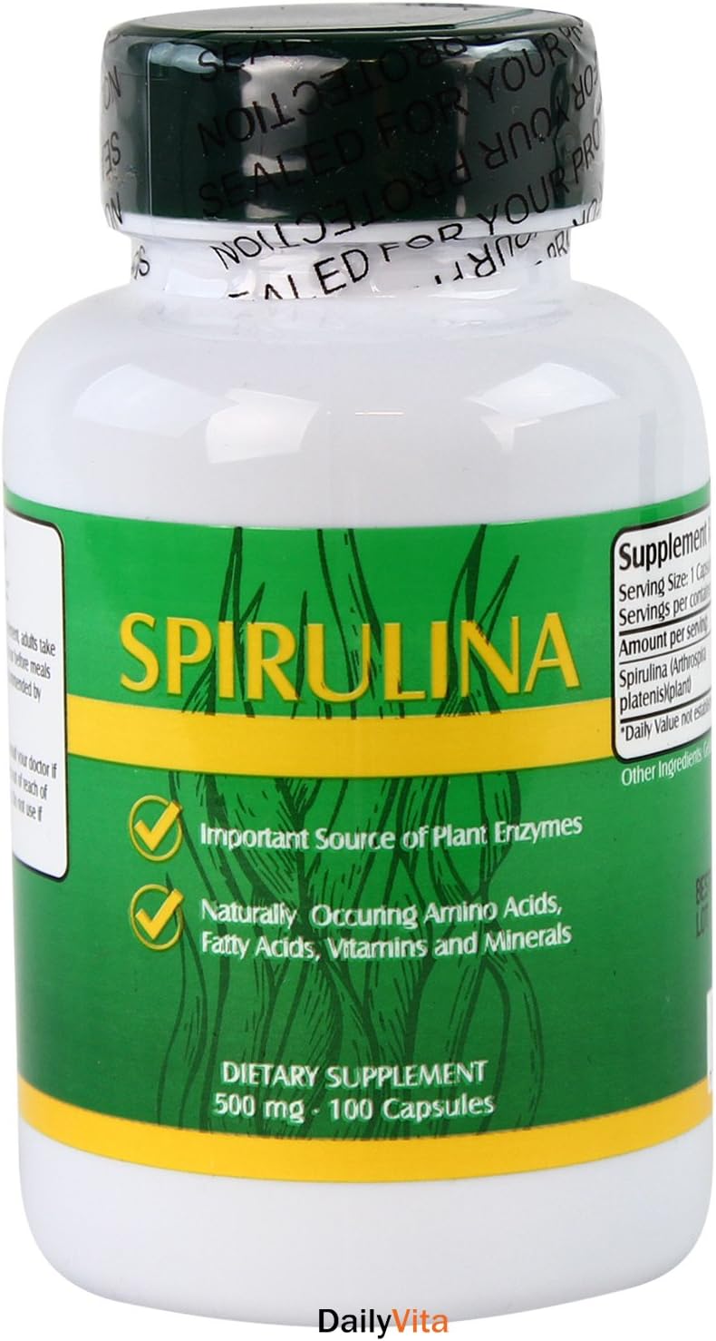100 Capsules of Nu-Health Spirulina Supplement for Overall Health and Wellness