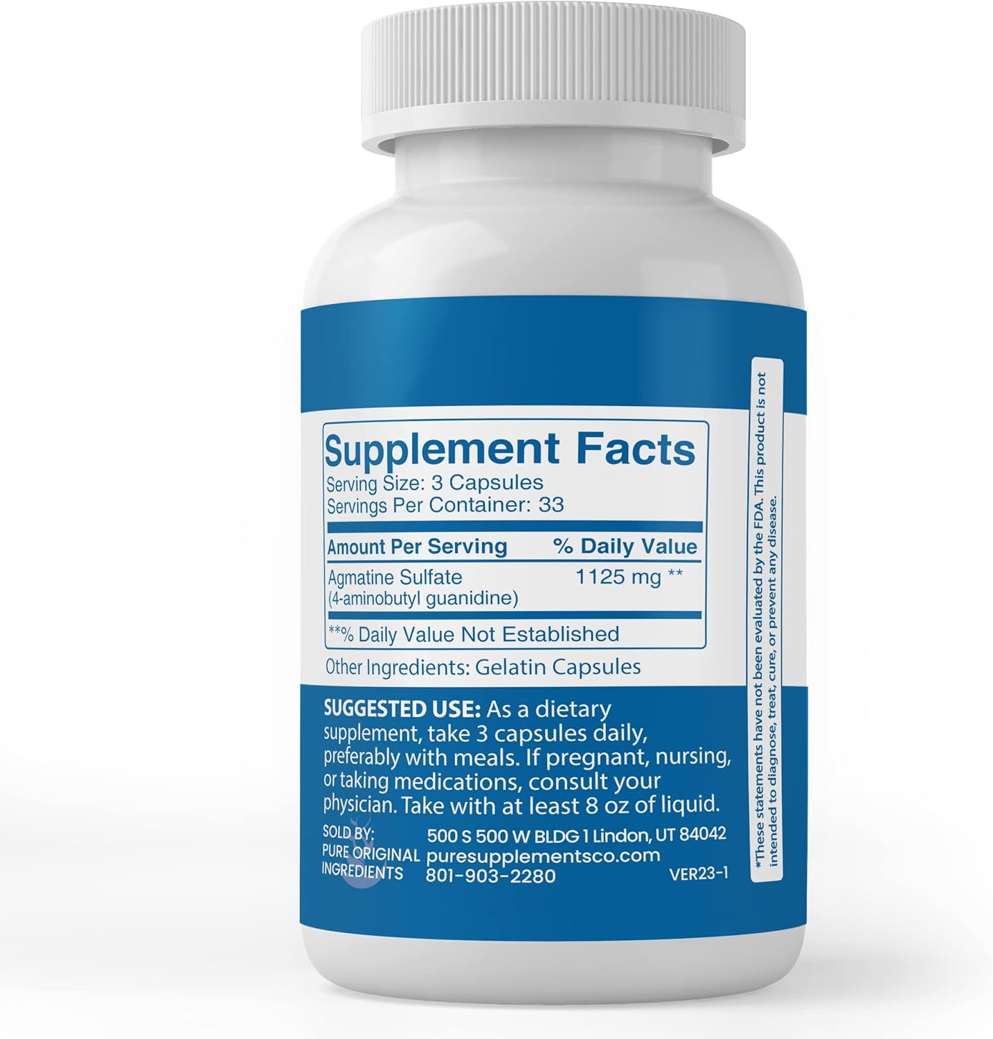 100 Capsules of Pure Agmatine Sulfate - Lab Verified, No Additives or Fillers - BoostGo Australia