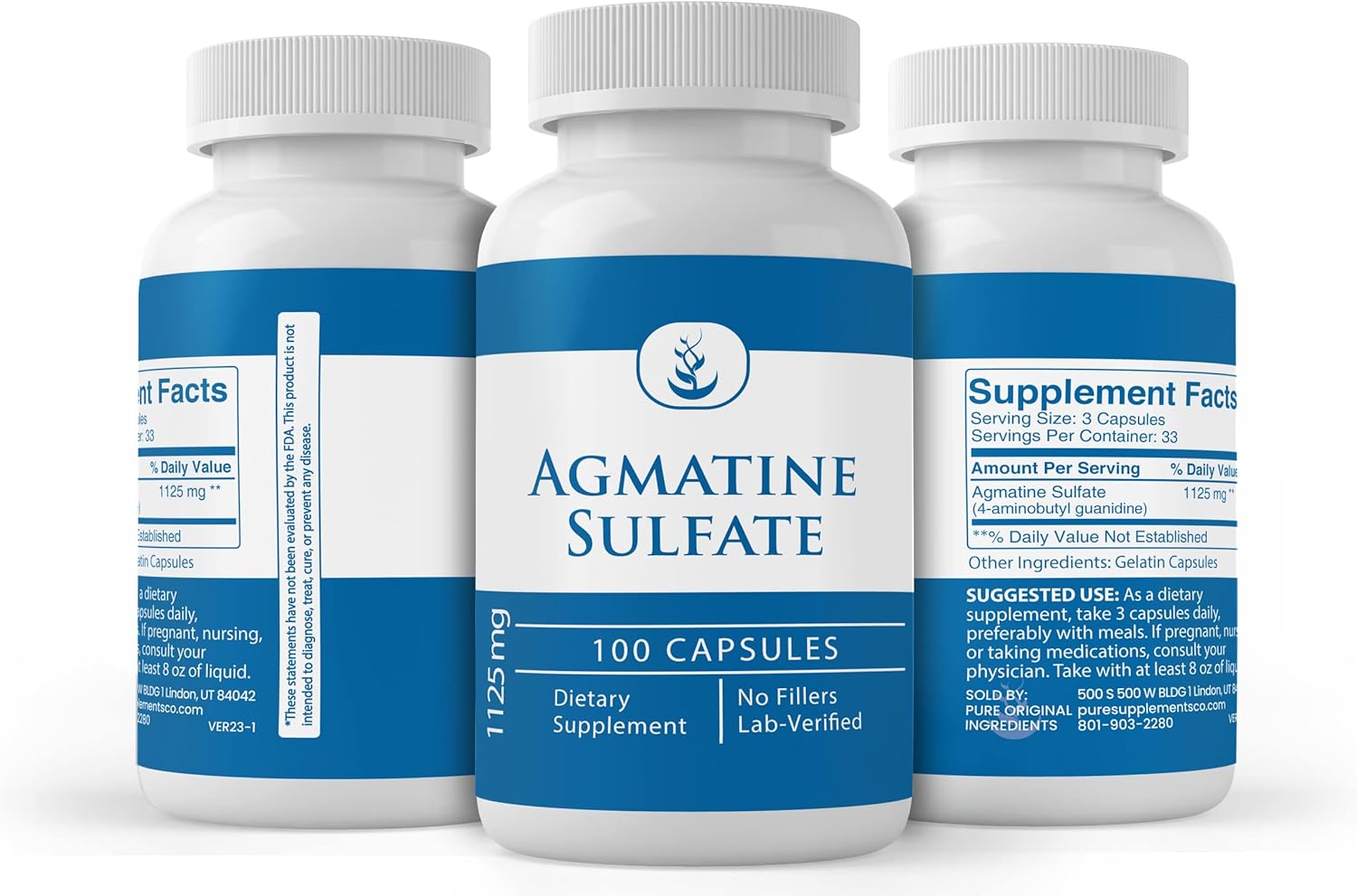 100 Capsules of Pure Agmatine Sulfate - Lab Verified, No Additives or Fillers - BoostGo Australia