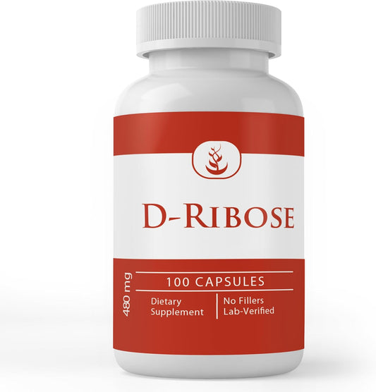 100 Capsules of Pure D-Ribose with Original Ingredients, No Additives or Fillers - Lab Verified