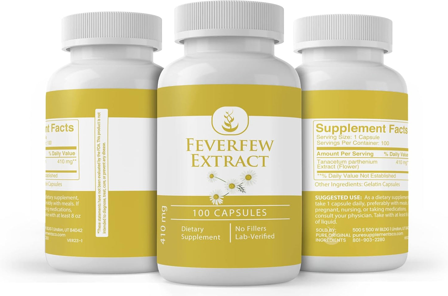 100 Capsules of Pure Feverfew Extract - Lab Verified, No Additives or Fillers - BoostGo Australia