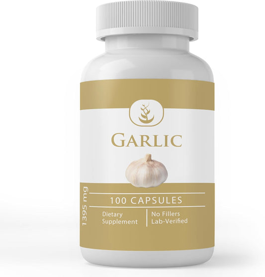 100 Capsules of Pure Garlic Capsules with Original Ingredients, Lab Verified, No Additives or Fillers