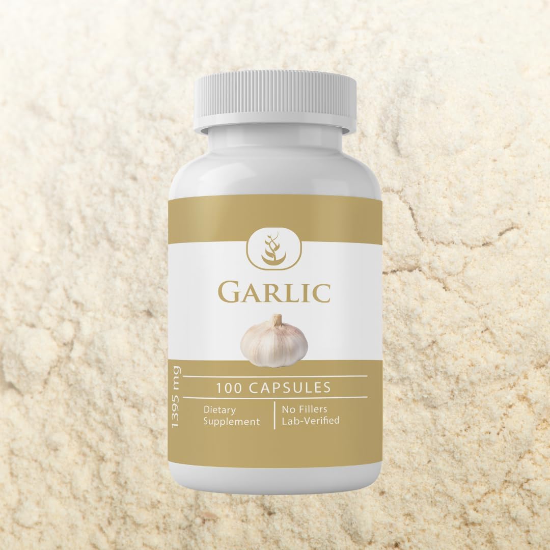 100 Capsules of Pure Garlic Capsules with Original Ingredients, Lab Verified, No Additives or Fillers