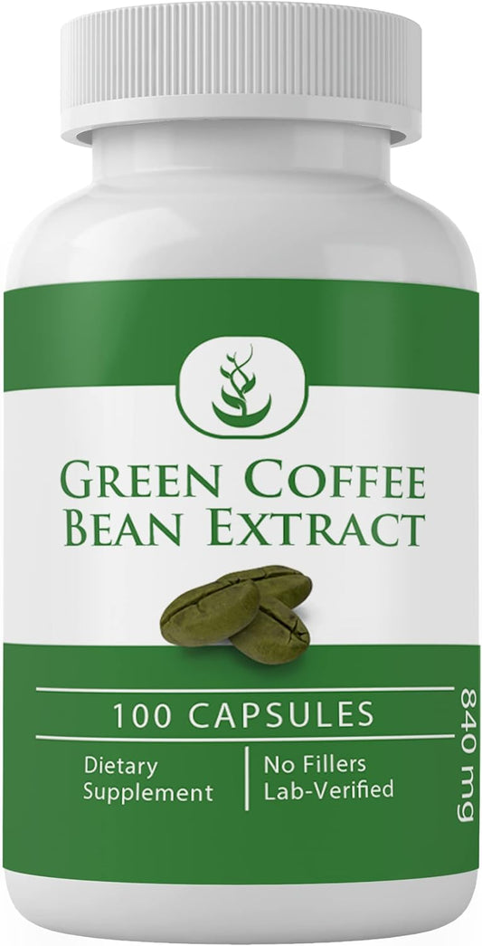 100 Capsules of Pure Green Coffee Bean Extract - Lab Verified, No Additives or Fillers - Always Made with Pure Original Ingredients