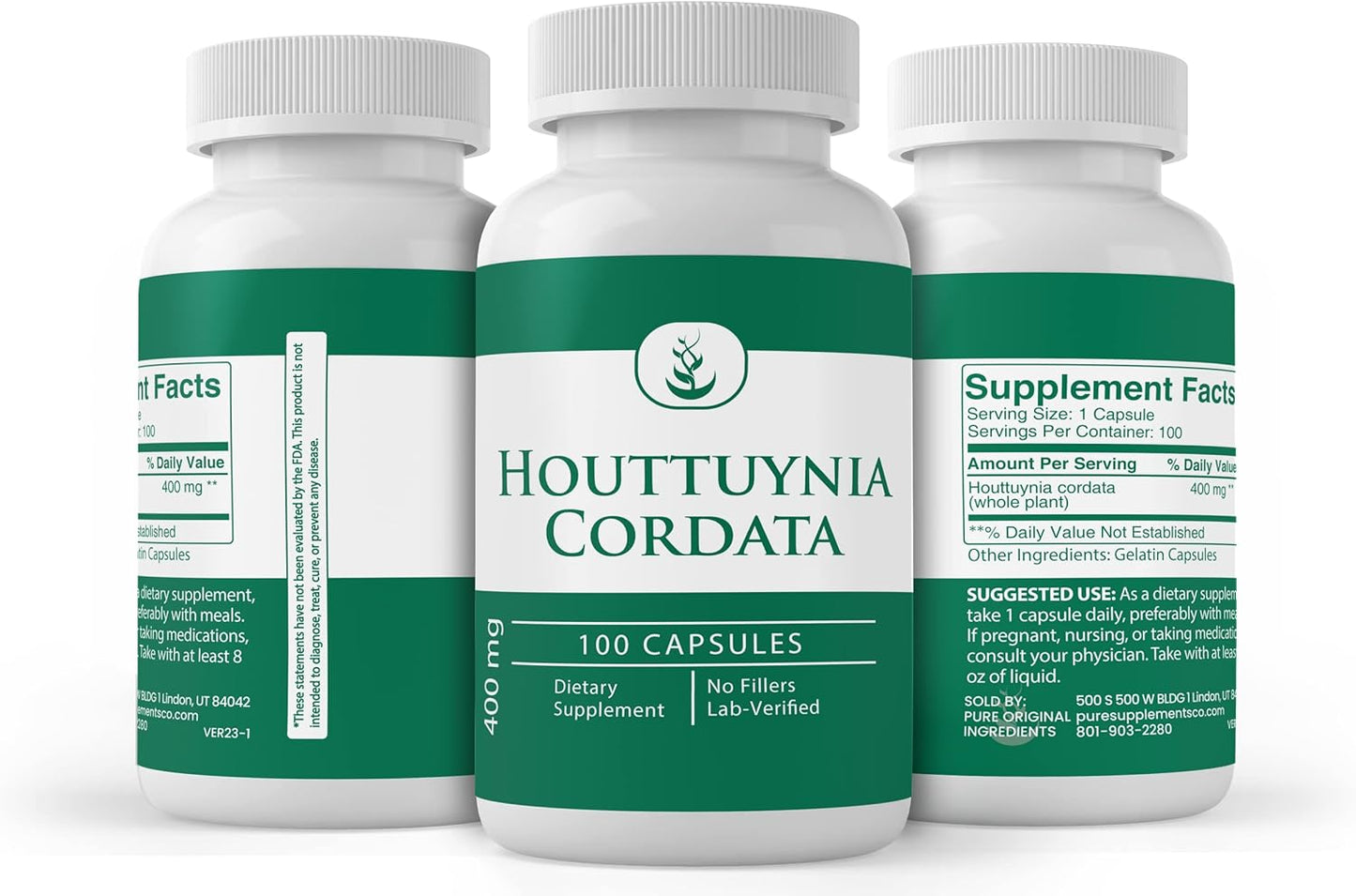 100 Capsules of Pure Houttuynia Cordata with Original Ingredients - Lab Verified, No Additives