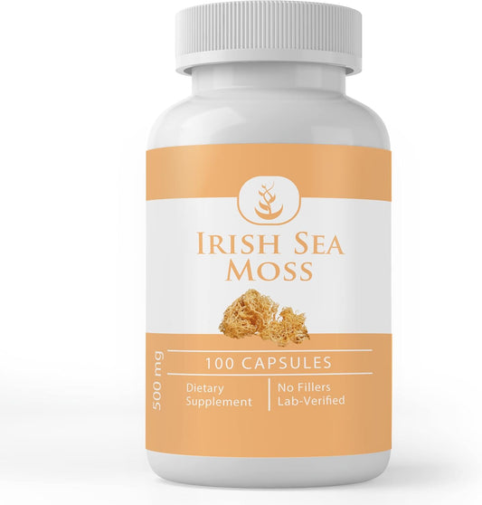 100 Capsules of Pure Irish Sea Moss with Original Ingredients, Lab Verified, No Additives or Fillers - Always Pure