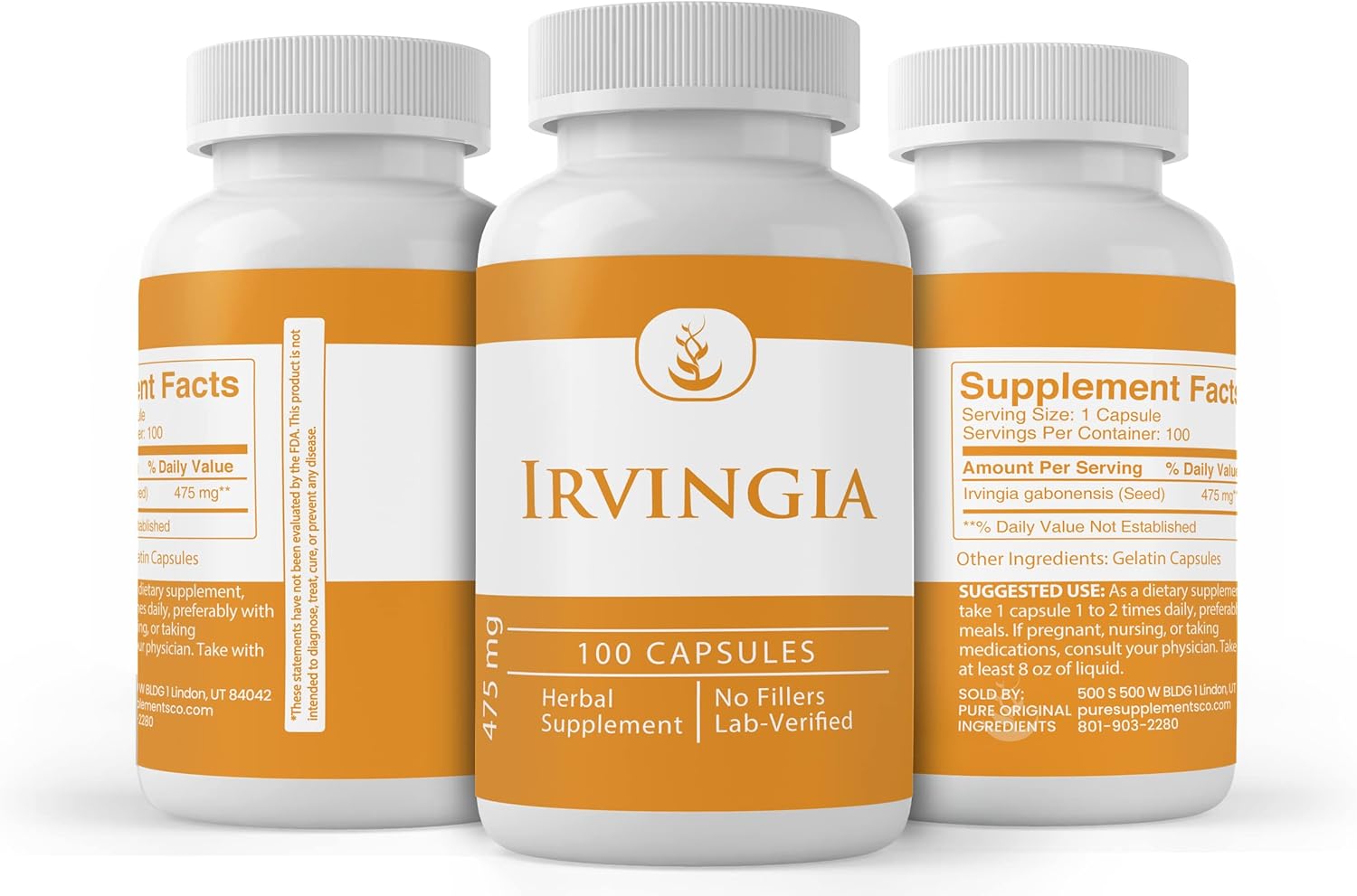 100 Capsules of Pure Irvingia with Original Ingredients - Lab Verified, No Additives or Fillers