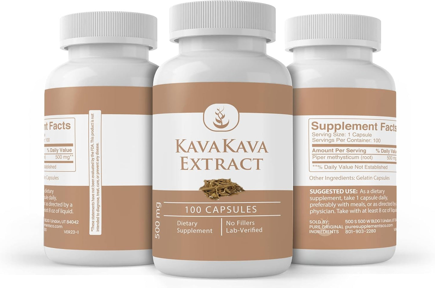 100 Capsules of Pure Kava Kava Extract with Lab-Verified Original Ingredients, No Additives