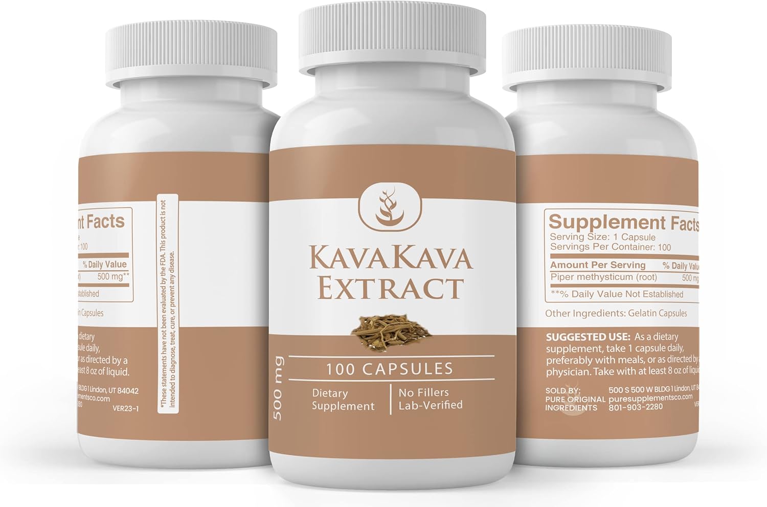 100 Capsules of Pure Kava Kava Extract with Lab-Verified Original Ingredients, No Additives