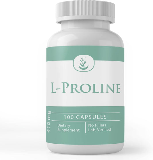 100 Capsules of Pure L-Proline Supplement - Original Ingredients, Lab Verified, No Additives