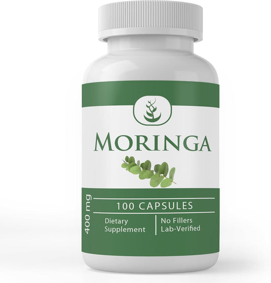 100 Capsules of Pure Moringa Oleifera with Original Ingredients, Lab Verified - No Additives or Fillers