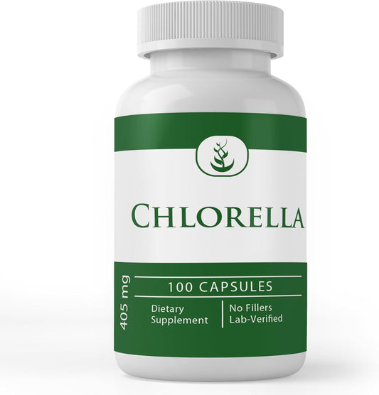 100 Capsules of Pure Original Chlorella with No Additives or Fillers - Lab Verified Quality