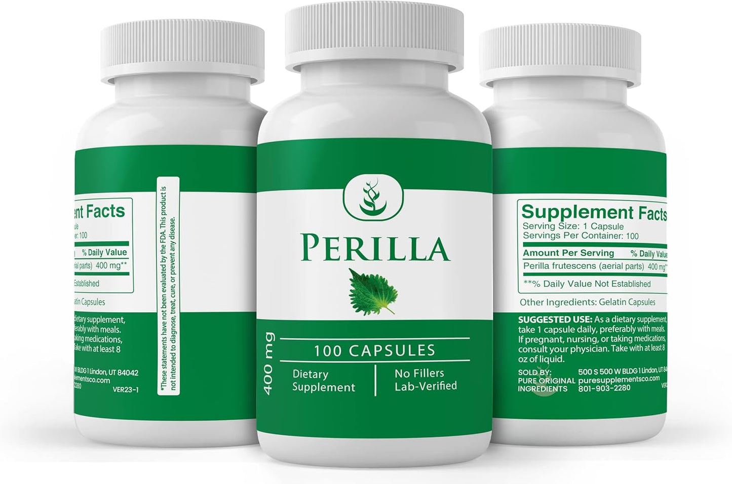 100 Capsules of Pure Perilla Extract - Lab Verified, No Additives or Fillers