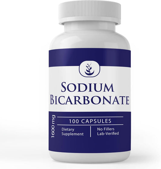 100 Capsules of Pure Sodium Bicarbonate Made with Original Ingredients