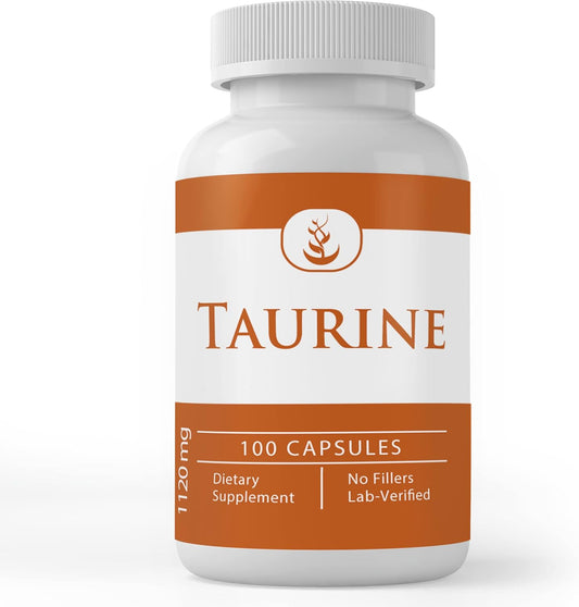 100 Capsules of Pure Taurine with Original Ingredients, Lab Verified, No Additives or Fillers