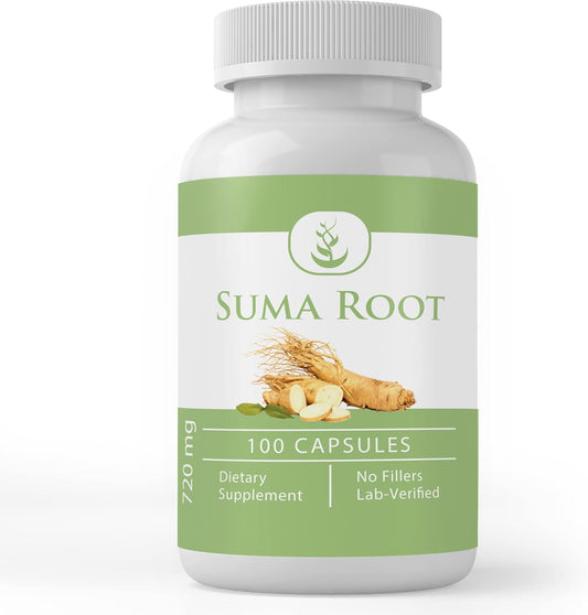 100 Capsules of Suma Root with Pure Original Ingredients - Lab Verified, No Additives or Fillers